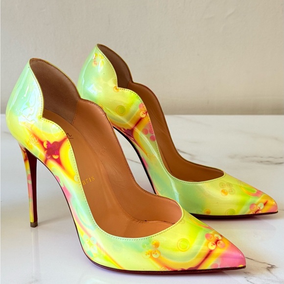 Christian Louboutin Yellow and Green Heels - Picture 3 of 4